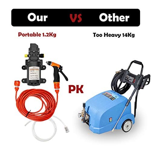 Gioyonil Electric Pressure Washer Pump, 12V 100W Portable High Pressure Power Intelligent Mini Car Water Pump Kit for Auto RV Home Garden Pet Shower 8