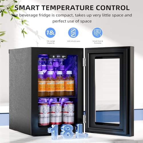Antarctic Star 18L Beverage Refrigerator Cooler 24Can, Mini Fridge with Quiet Compressor, LED Light,Freestanding Small Fridge with Electronic Temperature Control for Home and Bar(40-61 ℉) 3