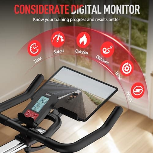JOROTO Exercise Bike, Magnetic Stationary Bikes for Home with 40LBS Flywheel, App Supported Indoor Bike with 350LBS Weight Capacity, Low Noise,Digital Monitor,Bottle and Tablet Holder 7