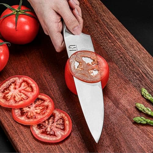 KnifeSaga Knife Set, Premium 15 Piece Japanese High Carbon Stainless Steel Knives Set for Kitchen with Block and Sharpener, Razor Sharp Kitchen Knife Block Sets with Ergonomic Full-tang Handle, White 9