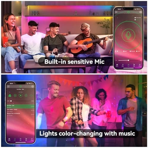 SHRIGHTLED Led Lights for Bedroom 100ft (2 Rolls of 50ft) Music Sync Color Changing, Bluetooth RGB Led Strip Lights with Remote and Smart App Control, for Room Lighting Flexible Home Décor 5