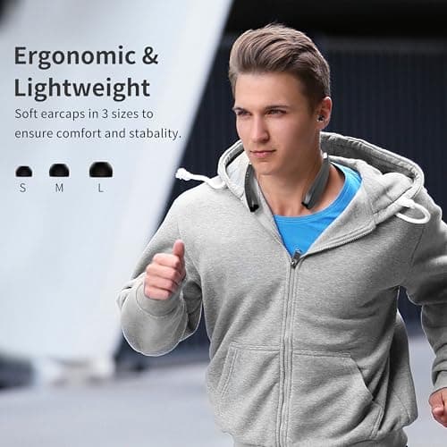 Bluetooth Neckband Headphones, Dpvisn Foldable Wireless Lightweight Neck Headset with Retractable Earbuds, Noise Cancelling Sweatproof Stereo Earphones with Mic & Carrying Case (Black) 7