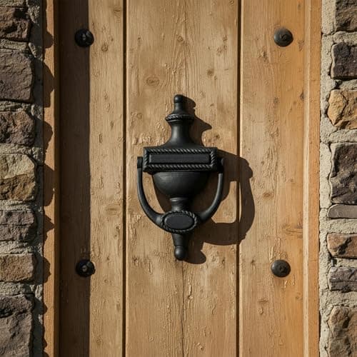 Mystic Colonial Rustic Cast Iron Victorian Door Knocker 1 Pc - 19.5 cm x 10 cm | Black Coated Vintage Colonial Style Front Door Use 9