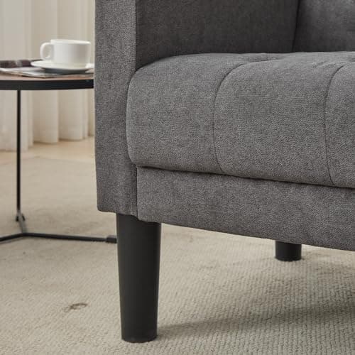 TYBOATLE Accent Chair, Fabric Living Room Arm Chairs for Bedroom, Mid Century Modern Upholstered Tufted Bedroom Office Armchair Single Sofa，Reading Lounging Side Lounge Chair (Dark Grey) 10