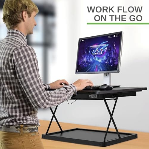 Uncaged Ergonomics Changedesk Mini Small Standing Desk Converter Height Adjustable Desktop Sit-To-Stand Up Desk Riser Laptop Table Top Standing Converter, Black 7