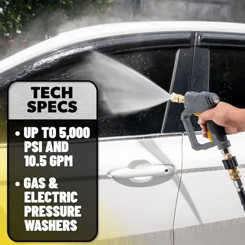 Chemical Guys Snubby Pressure Washer Gun with Foam Cannon Attachment - Short Handle for Gas and Electric Pressure Washers, Foam Sprayer Ideal for Car Washing, Detailing, and Home Cleaning Projects 7