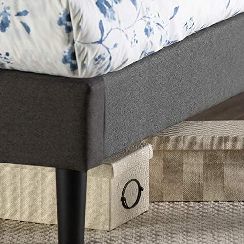 Zinus Shalini Upholstered Platform Bed Frame, Mattress Foundation, Wood Slat Support, No Box Spring Needed, Easy Assembly, Dark Grey, Queen 6