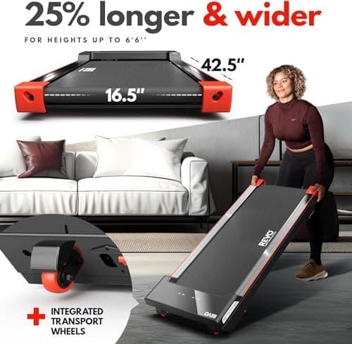 REVO Walking Pad Treadmill for Home with Remote | Portable Under Desk Treadmills with 0.5-4mph Speed Range | 300lbs Max Weight & 6ft 6in Max Height | Backed by 2 Year Promise 5