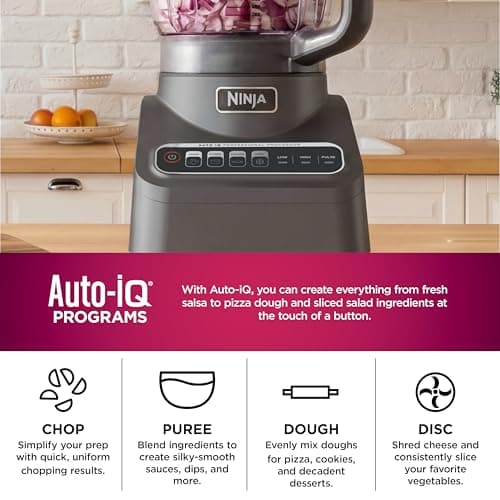 Ninja Food Processor, Professional Plus, 1000 Peak Watts, 4 Functions for Chopping, Slicing, Purees & Dough with 9-Cup Processor Bowl, 3 Blades, Food Chute & Pusher, Silver, BN601 7