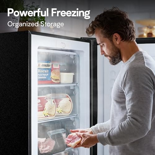 Anypro Upright Freezer 7.0 Cu.Ft Large Capacity Convertible Fridge with Drawers, Rapid Cooling, Adjustable Thermostat Standing Deep Freezer for Apartment, Dorm, Office, Garage, Silver 7
