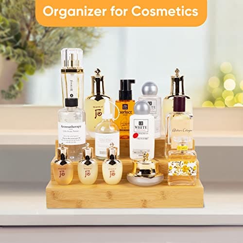 MillTu Bamboo Spice Rack Organizer for Cabinet 3 Tier Countertop Step Spice Shelf for Kitchen Storage and Organizer (2 Pack, Cabinet) 5