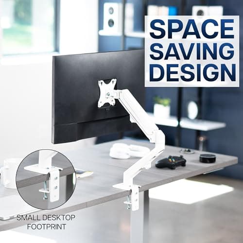 VIVO Heavy Duty Single Monitor Tension Arm for up to 27 inch Screens, Holds 14.3 lbs, Premium Desk Mount Stand, White, STAND-V101OW 8