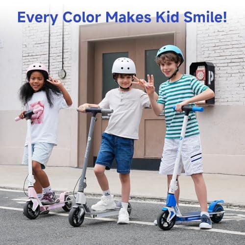isinwheel S4 Electric Scooter for Kids Ages 6-14, 200W Foldable Kids Electric Scooter with 3 Speeds (5/8/12 Mph), LED Display, Colorful Lights, Gift for Kid 7