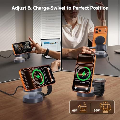 iVANKY Qi2 Certified 3 in 1 Magsafe Charging Station for iPhone (Black) 7