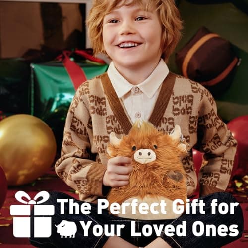 Electric Heating Pad for Menstrual Pain Relief - USB Powered Portable Electric Heat Pads,Cuddly Highland Cow Stuffed Animal, 12x9 Soft Plush for Neck/Back/Shoulder,Gift for Women,One Pack 7