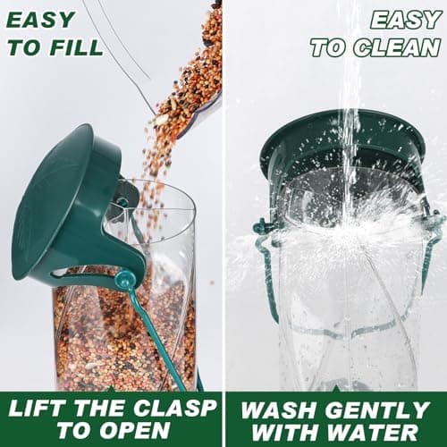 Gbekery Tube Bird Feeders for Outdoors Hanging, Upgrade 3-in-1 Tubes 3-Port Small Bird Feeder Tube for Outside, Green Finishing Attracting for Wild Birds, 10 Inches 7