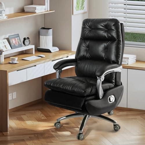 Kinnls Alberto Power Recliner Chair, Electric Fully Reclining Genuine Leather Office Chair with Foot Rest Comfy High-Back Desk Chair Recliner Cowhide Leather (Brown) 6