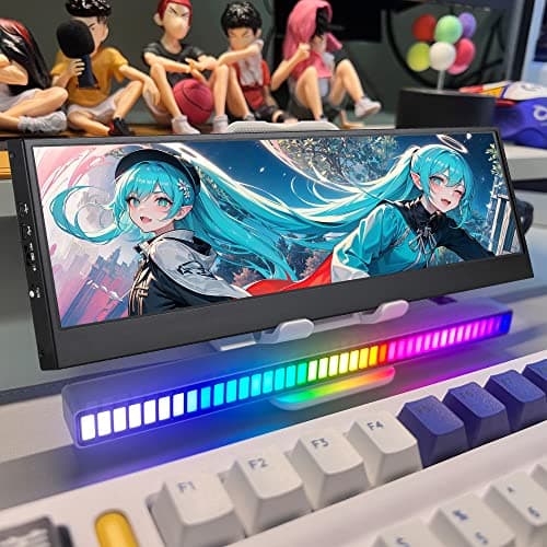 wisecoco 14'' 4K UHD IPS 3840x1100 Stretched Bar Touch Screen Display Monitor for Laptop Computer PC Speed Temperature Windows Aida64 CPU GPU HDMI Secondary Monitor for Music Media Timeline Editing 8