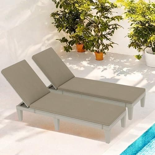 YITAHOME Patio Chaise Lounge Set of 2, Outdoor Chaise Lounge with Cushion & Adjustable Backrest for Backyard, Poolside, Lawn, Waterproof & Easy Assembly (Taupe) 7