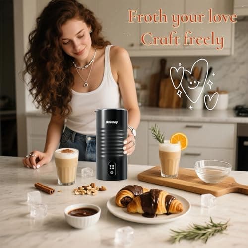 Electric Milk Frother Handheld Bundle,4 in 1 Automatic Milk Frother and Steamer Set,Cold Foam Maker Set for Hot Chocolate,Latte,Cappuccino and Macchiato (Black01) 9