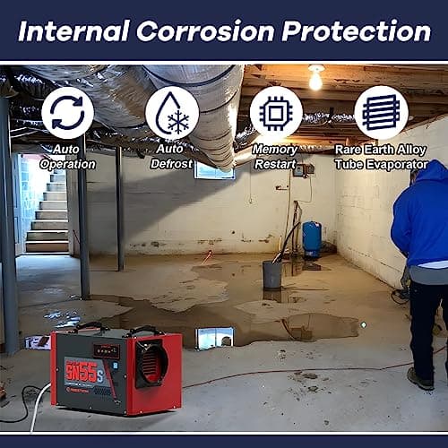 Abestorm Crawl Space Dehumidifier 120Pint Commercial Basement, Industrial Under House Dehumidifier with Drain Hose, Auto Defrosting, ETL 8