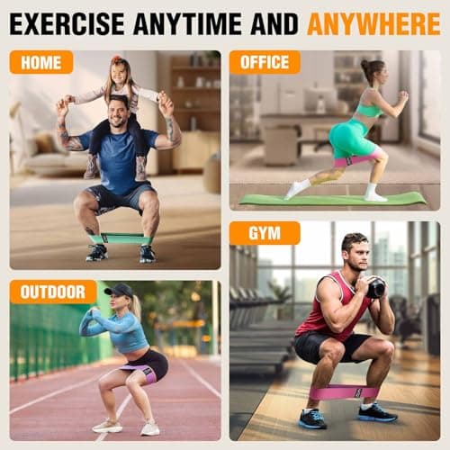 Fabric Resistance Bands for Working Out - Exercise Bands for Women and Men, Booty Bands for Legs and Glute, Yoga, Pilates, Rehab, Fitness and Home Workout 8