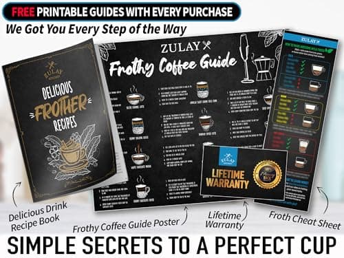 Zulay Kitchen Powerful Milk Frother Wand With 2 Duracell Batteries - Ultra Fast Handheld Drink Mixer - Electric Whisk Foam Maker for Coffee, Lattes, Cappuccino, Matcha, Hot Chocolate & Creamer - Black 5