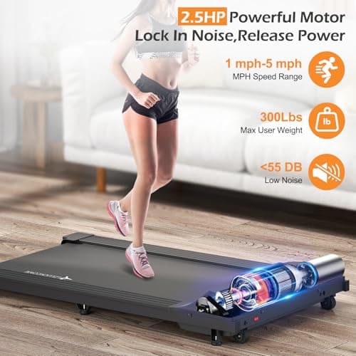 LZLUCKCOME Walking Pad, Under Desk Treadmill 300 LBS Capacity LED Display Extra Wide Pedal, Treadmills for Home/Office 5