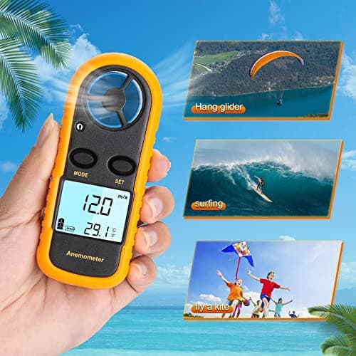 Anemometer Handheld, Light Weight Digital Wind Speed Meter, Wind Speed Temperature Gauge with Digital LCD Display for Kite Flying, Meteorology, Fishing, Surfing 6