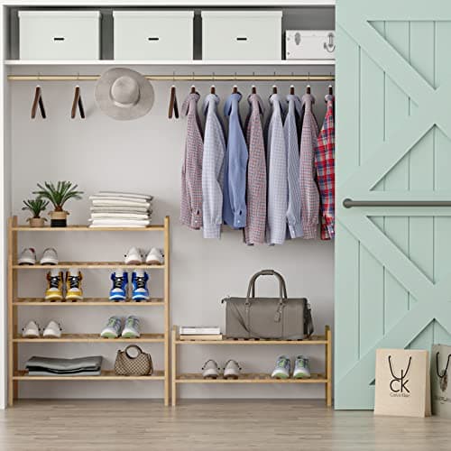 Z&L HOUSE 2-Tier Shoe Rack for Closet, Stackable Shoes Rack Organizer Free Standing Shoe Shelf for Entryway and Closet Hallway, Multifunctional Bamboo Rack in Different Combinations (2-Tier) 5