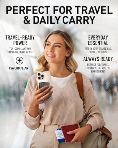 AquaVault Chargecard Magsafe Portable Charger 5000mAh 20W Fast Charge - Magnetic Power Bank, Ultra-Slim Battery Pack Compatible with iPhone 12-17 Series (Black) 4