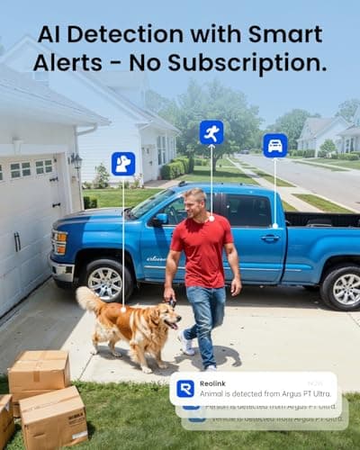 REOLINK First 4K Solar Security Cameras Wireless Outdoor, Argus PT Ultra+Solar Panel, 360° Pan Tilt Auto-Tracking, 8MP Color Night Vision, 2.4/5 GHz Wi-Fi 6, No Subscriptions, Home Hub Compatible 7