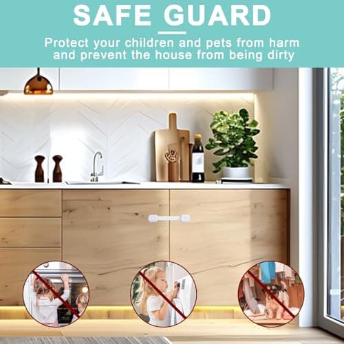 Cabinet Locks Baby Proofing -（8 Pack） Child Proof Cabinet Locks，Fridge，Oven ，Toilet Seat， Kitchen，Cupboard Appliance，Child Proof Door Lock - Multi Purpose Adjustable Strap No Drill No Screws 5