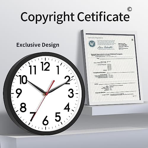 AKCISOT Wall Clock 10 Inch Silent Non-Ticking Modern Clocks Battery Operated - Analog Small Classic for Office, Home, Bathroom, Kitchen, Bedroom, School, Living Room(Black) 5