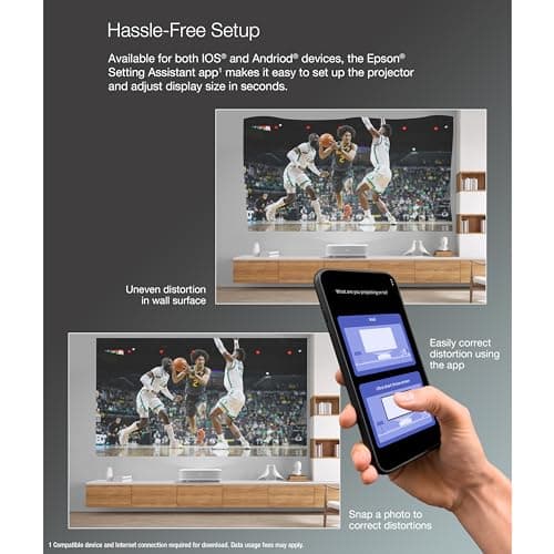 Epson EpiqVision Ultra LS650 Ultra Short Throw 3-Chip 3LCD Smart Streaming Laser Projector, 4K PRO-UHD, HDR, 3,600 Lumens, up to 120", Android TV, Sound by Yamaha - White (Renewed) 6