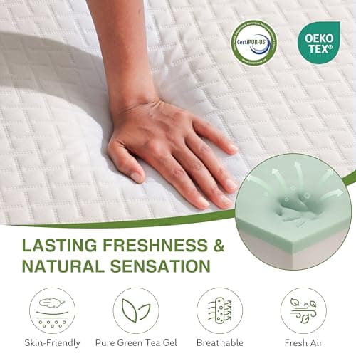 EGOHOME 6 Inch Twin Mattress for Kids, Memory Foam Mattress with Cooling Green Tea Gel, Relieve Pressure with Medium Firm Support, CertiPUR-US Certified, 75''L x 38''W, White 5