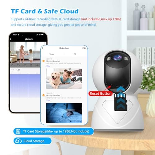 GUOANVISION 3MP Indoor Pan/Tilt Security Camera, 5G WiFi 360° Rotating Home Cameras for Baby Monitor/Pet Camera, Auto-Focus&Zoom,Motion Detection,2-Way Audio,Siren,Color Night Vision,Cloud&SD Card 5