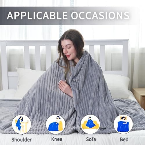 RALYSUN Heated Electric Blanket Twin Size 62"x84" Reversible Cozy Silky Flannel Fabric with 6 Heating Levels & 10 Hours Auto-Off Overheating Protection-Gray 5