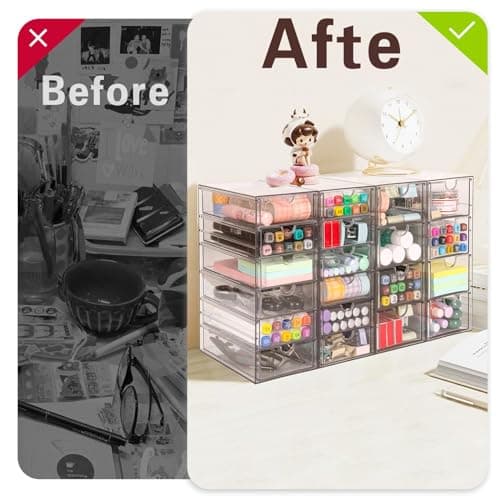 VZKAH Acrylic Organizer with Drawers | 20 Drawers 4 Sets | Desk Organizer and Storage, Clear Makeup Organization, For Office/Art Supply/Craft Storage and Organization 5