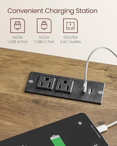 VASAGLE LIRY Collection - Farmhouse Nightstands with Charging Station, Set of 2 Bedside Tables, Side Tables with Drawer, Open Compartment, for Bedroom, Rustic White and Honey Brown ULET859K41 5