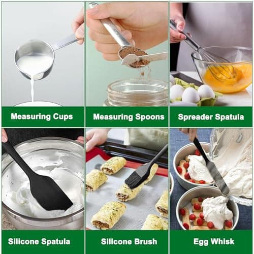 WEPSEN Mixing Bowls Set, 25PCS Stainless Steel Mixing Bowl with Lid Set, Large Nesting Bowls 7, 4.5, 3,2, 1.5QT, Measuring Cups and Spoons Baking Utensils Metal Bowl for Kitchen Prep 9