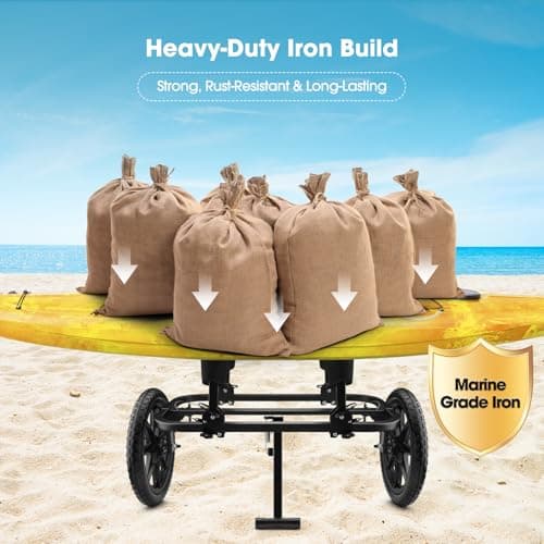 GanFindX Heavy Duty Kayak Cart | Adjustable Foldable Trolley with Durable Wheels, Portable Kayak Transport Cart, Tie-Down Straps Included (Foldable & Heavy-Duty) 6