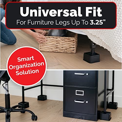 iPrimio Bed Risers 2 Inch Lift - Square, Heavy Duty, 4 Pack, Up to 10000lbs - Bed Raising Blocks, Furniture Risers, Couch Risers - Safe, Sturdy Bed Lifts for College Dorm Rooms, Tables, Desk Riser 6