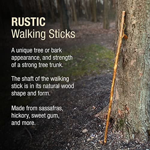 Brazos Rustic Wood Walking Stick, Hardwood, Traditional Style Handle, for Men & Women, Made in The USA, 48" 5