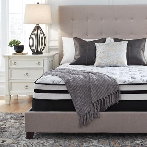 Signature Design by Ashley Queen Size Chime 8 Inch Medium Firm Innerspring Mattress with Pressure Relief Quilt Foam, Fiberglass Free, Mattress In A Box
