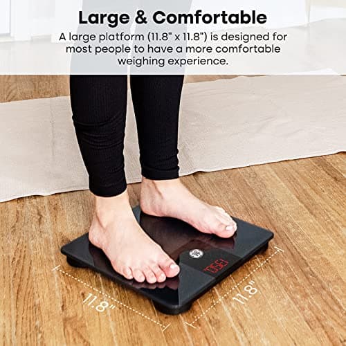 GE Bathroom Scale for Body Weight, Digital Weight Scales 500lb Heavy Duty Measuring Device for People Accurate BMI Weighing Machine with Bluetooth, Black 5