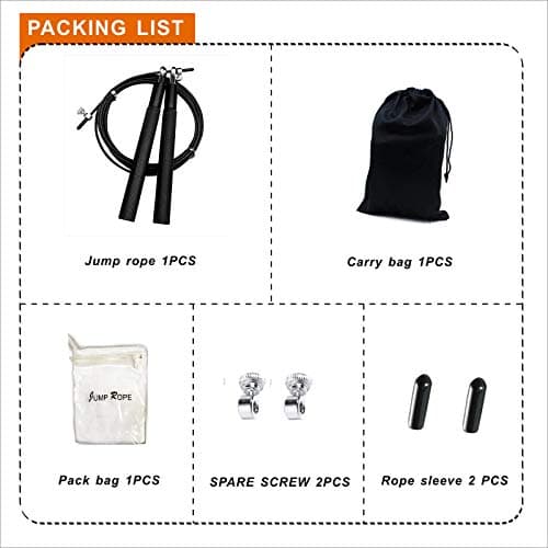 Speed Jump Rope - 360° Swivel Ball Bearing - Adjustable steel coated skipping rope- Aluminum Anti Skipping Handle -Fitness Training Boxing Sports Exercises -suitable for kids and adults(Black) 5