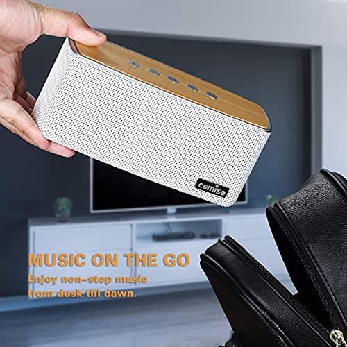 comiso Bluetooth Speakers, Portable Speaker 5.0 with 20W Stereo Sound, Wireless Stereo Pairing, Wood Bluetooth Audio with Subwoofer, 24H Playtime, Hands-Free, Great for Office, Home, Outdoor 8