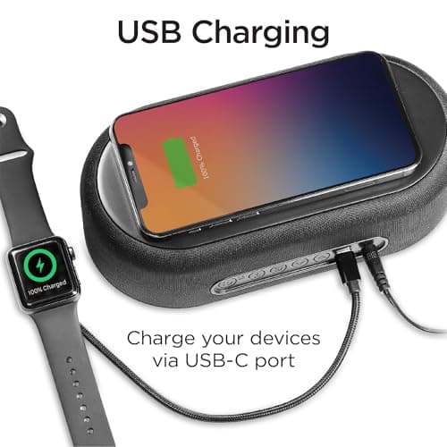 iHome Bluetooth Alarm Clock with Wireless Charger and USB Charging Station, Digital Alarm Clock for Bedrooms, Office, or Dorm (iBTW112) 4