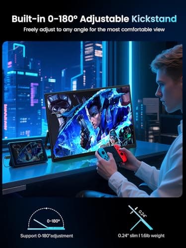 UPERFECT Portable Monitor 18.5 inch 120HZ 125% sRGB 1080P w/VESA & Stand, Large Portable Monitor FreeSync IPS HDR Gaming Display, HDMI USB C Travel Second Screen for Laptop MacBook 5